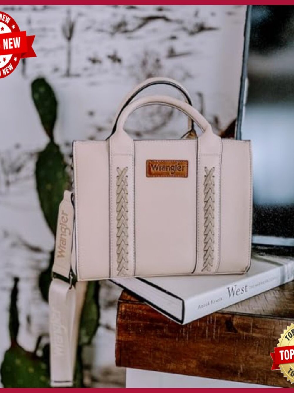 Western Whipstitch Tote Bag with Slim Card Holder Wristlet Set - Picture 6 of 6